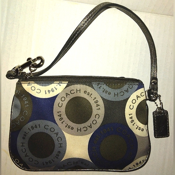 Brand New☆Rare COACH Soho Snaphead Small Sateen Wristlet ~Blue/Silver~ - Picture 12 of 14